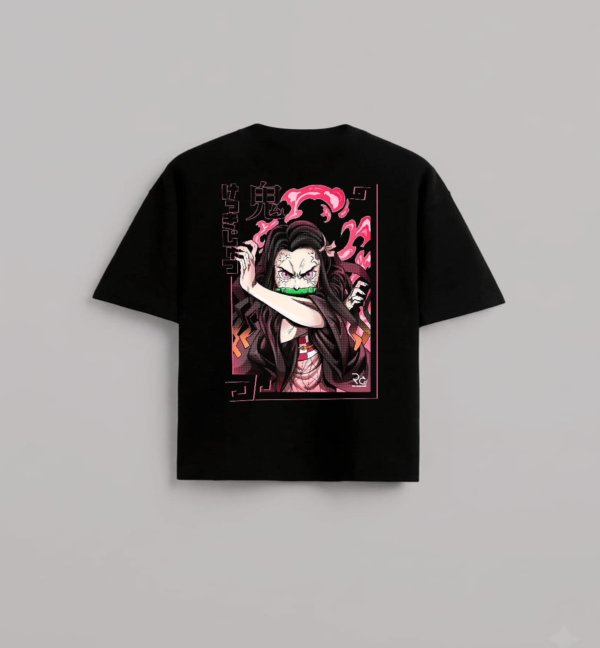 Ezuko: Pink Flame printed oversized T shirt