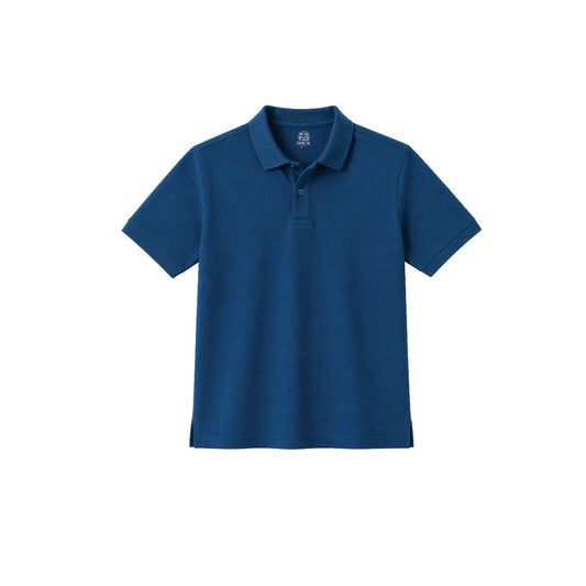 Classic Unisex Navy Blue Polo with Ribbed Collar and smooth Cotton Finish.